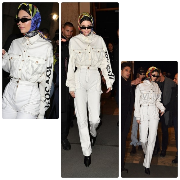 VERSACE Logo Mix Print Oversize Denin Shirt 44 M/L - Picture 2 of 3